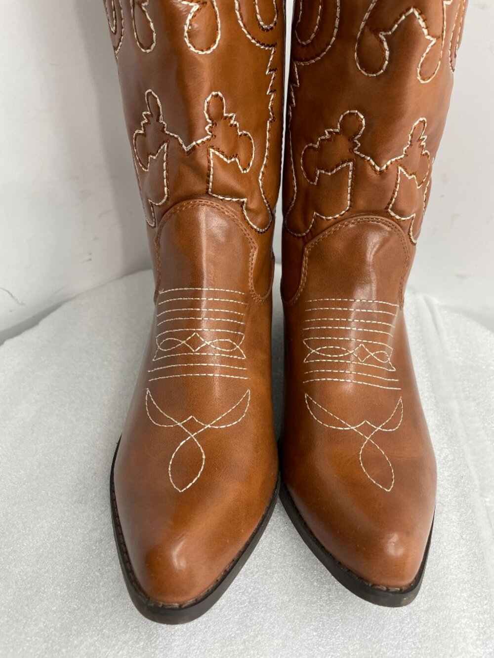 SheSole Brown Faux Leather Embroidered Cowboy Western Cowgirl Boots Women's 8.5 - Picture 4 of 13